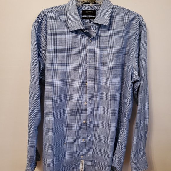 Nordstrom Signature men's trim fit cotton dress shirt blue size 34/35. neck 16.5 - Picture 2 of 13